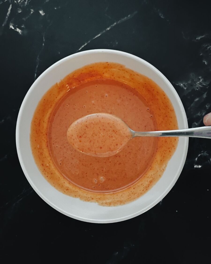 Whisk all the dipping sauce ingredients together until the mixture becomes smooth.
