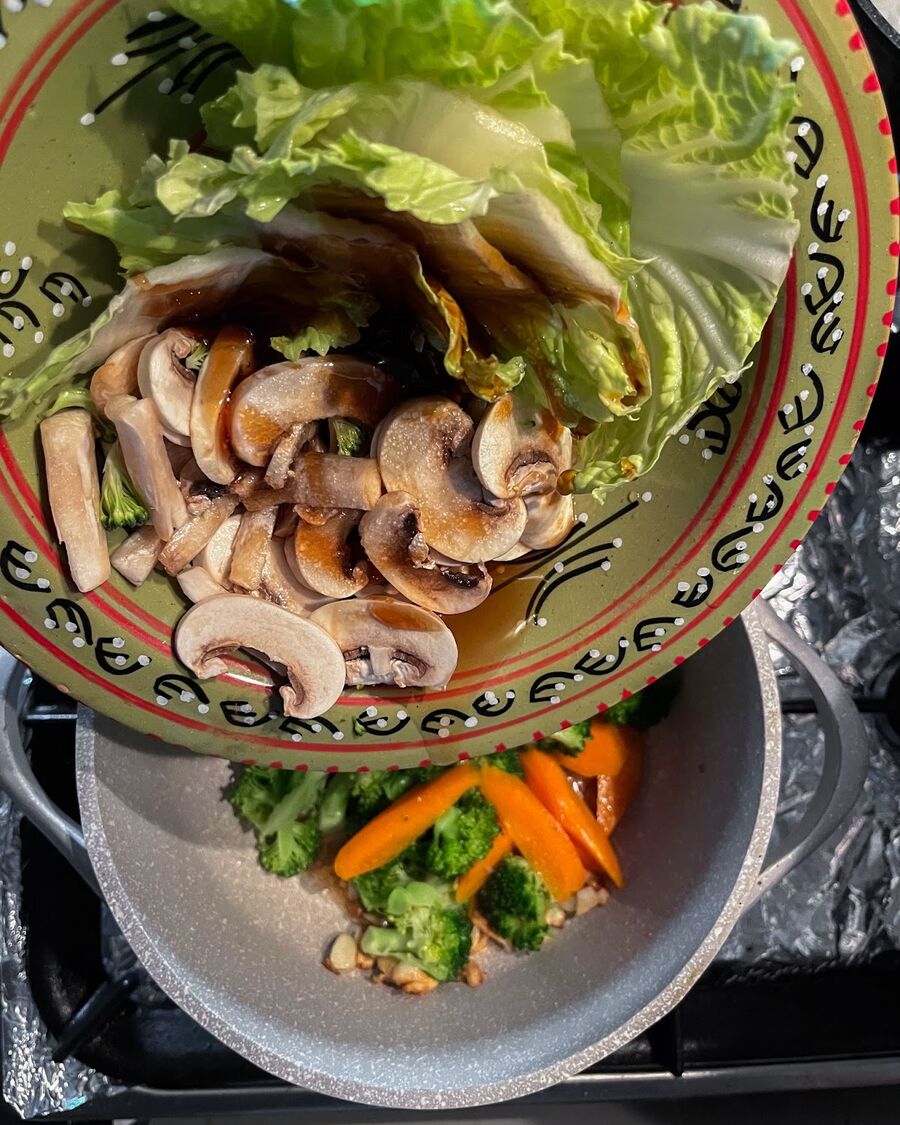 Add all the remaining vegetables to the pan and stir them 1-2 times. Avoid stirring them too much.