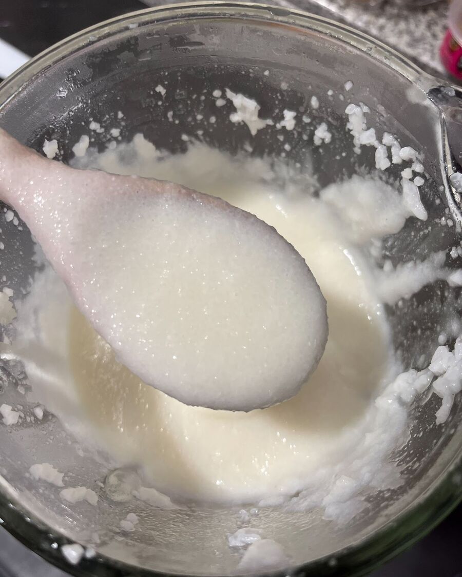 Blend until the rice becomes smooth and mushy.