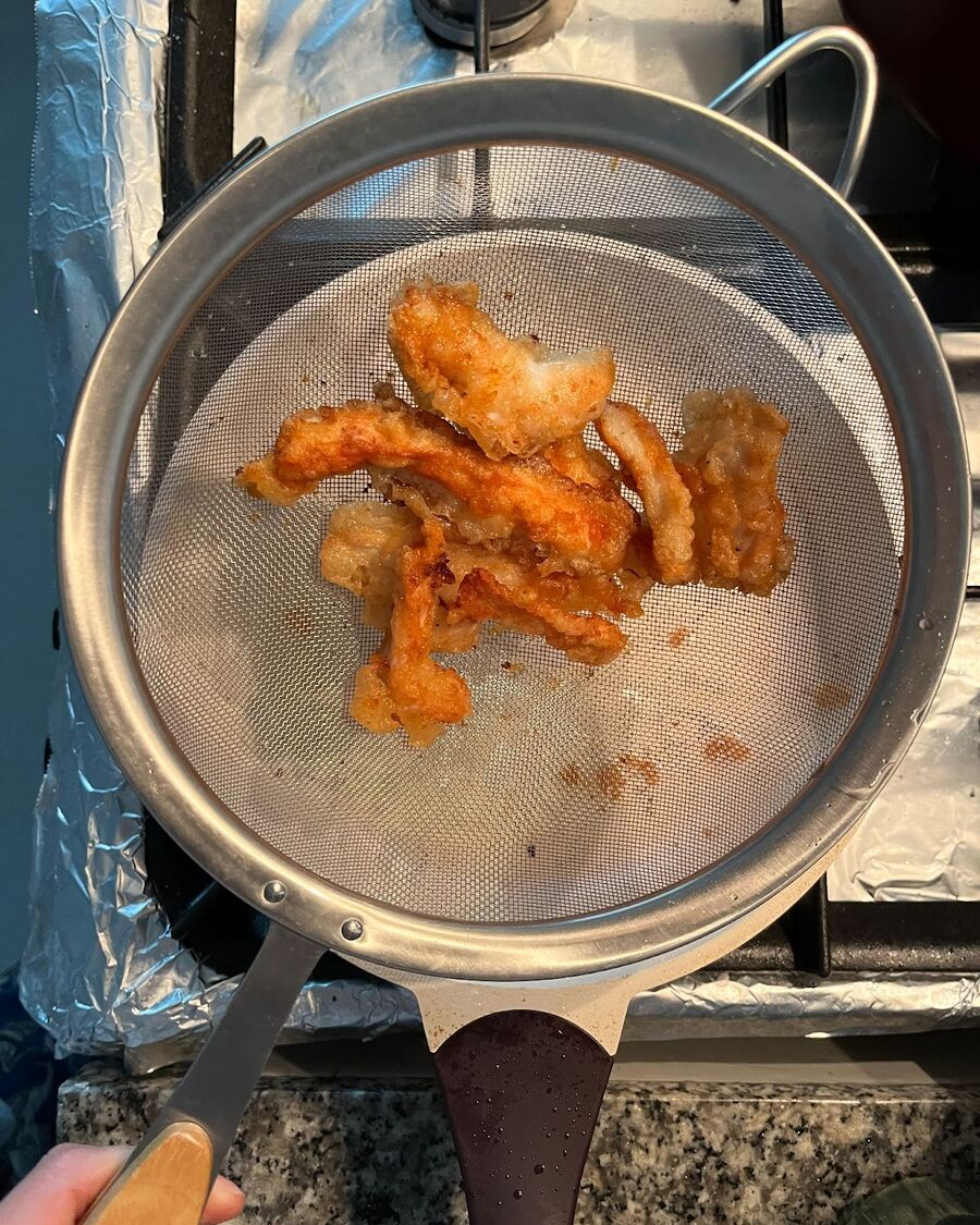 After frying, ensure to drain the excess oil thoroughly.
