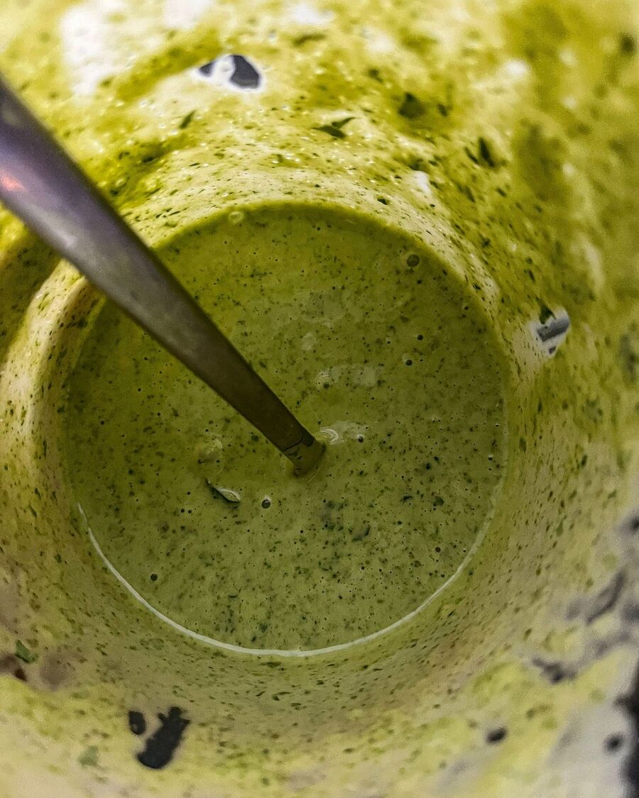 Mix the ingredients thoroughly until they are well combined.