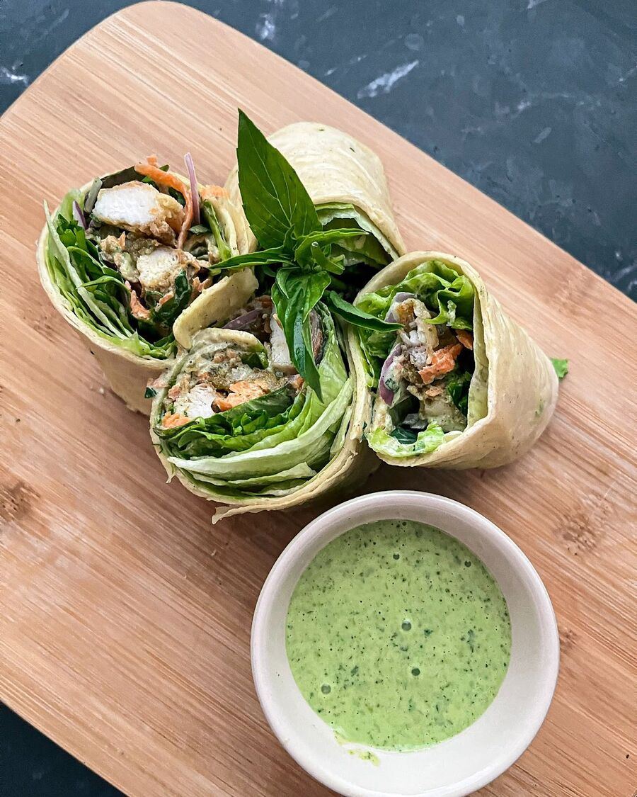 Roll up the wrap tightly and it's ready to be served! Enjoy!