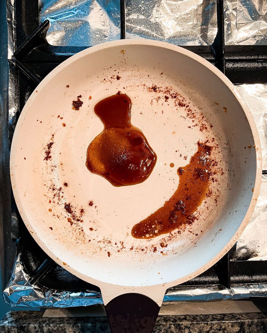 In the same pan, set the heat to low. Add the oyster sauce, soy sauce, sugar, and water. Mix them well, then remove from the heat.