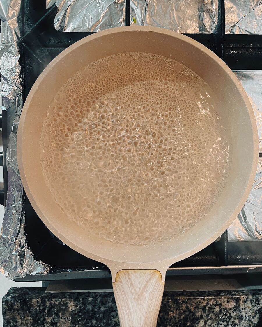 Bring a large pot or pan to a boil with 2 cups of water and wait until the water reaches the boiling point.