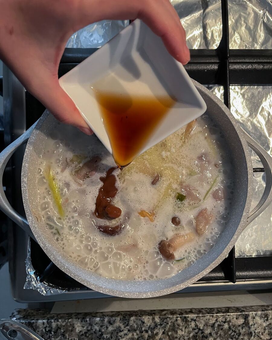 Add fish sauce, palm sugar, and tamarind paste. Stir to combine them for about 3 minutes, allowing all the ingredients to infuse the flavors.