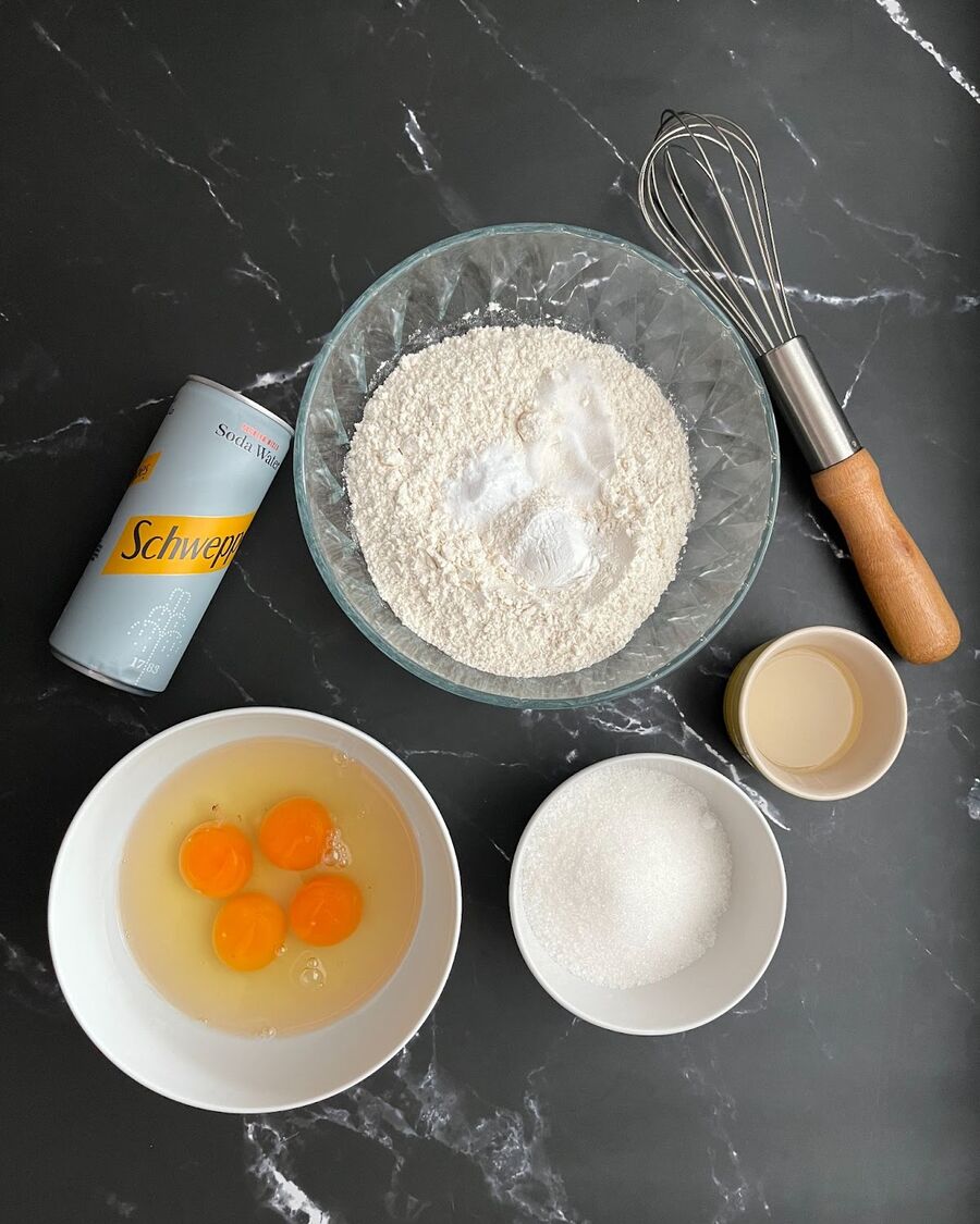 Start by collecting all the necessary ingredients for the pancake batter. 