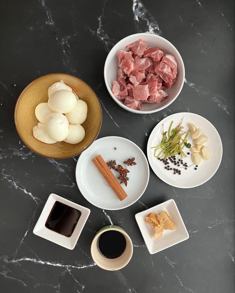 Begin by gathering all the necessary ingredients for Kai Pa Lo. 