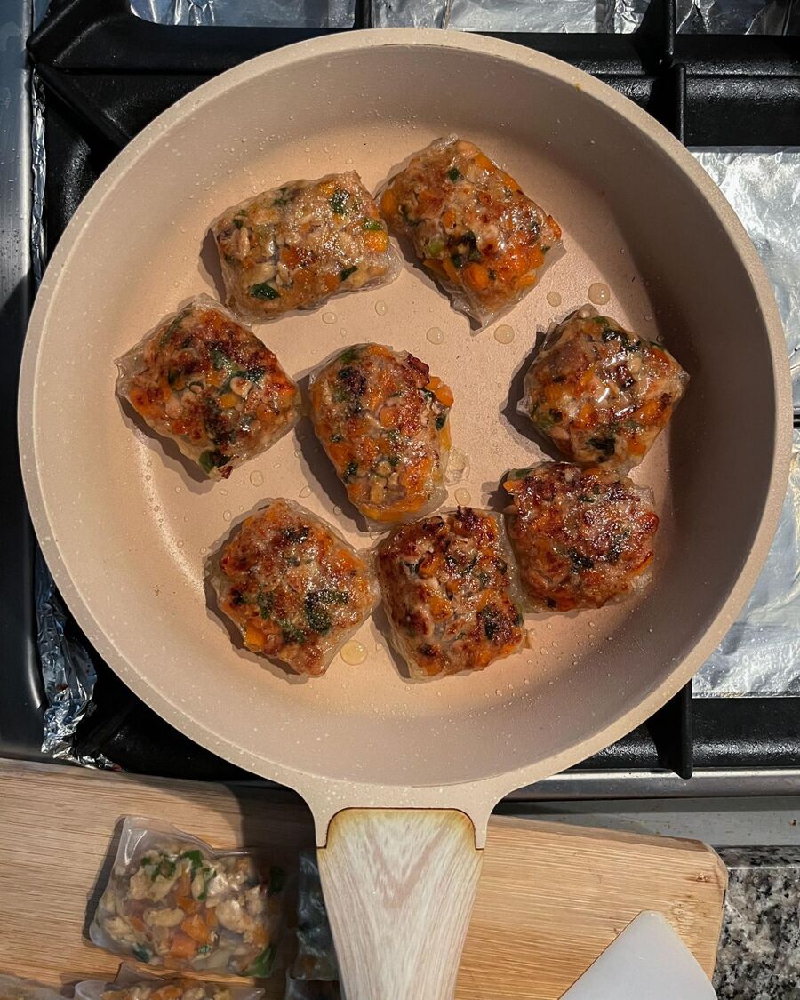 Fry the dumplings for about 3 minutes on each side, or until they are golden brown and crispy.