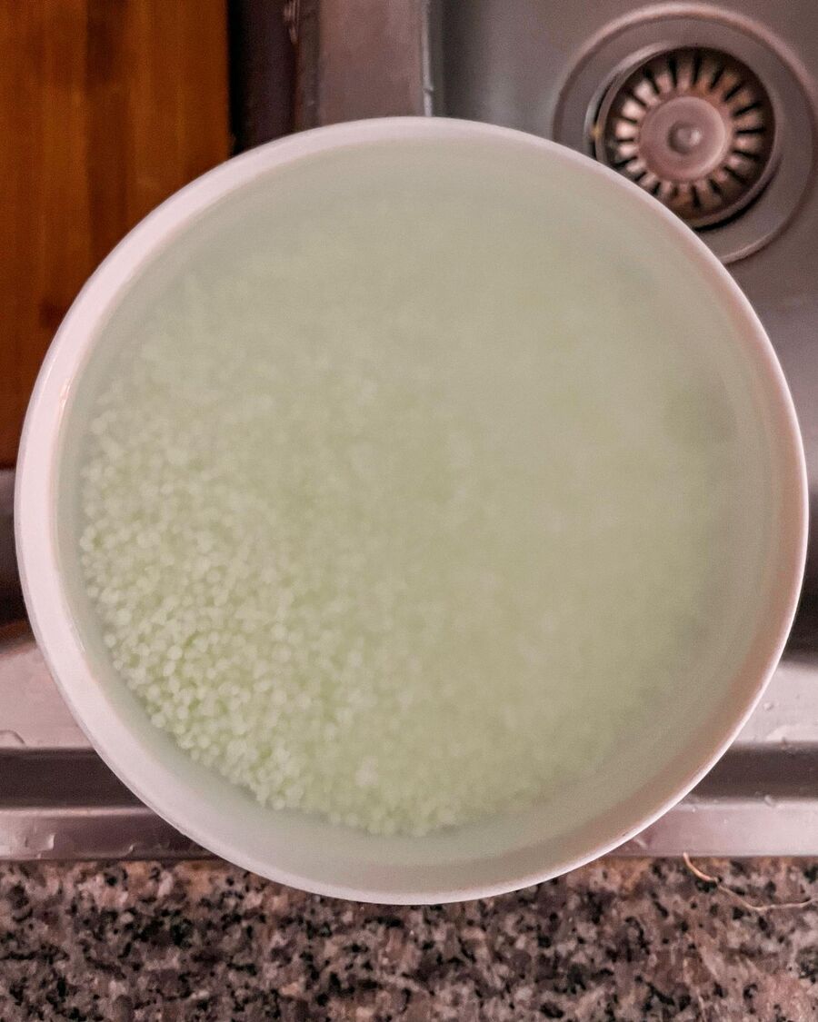 Rinse the tapioca pearls to remove any excess starch, then drain them well.