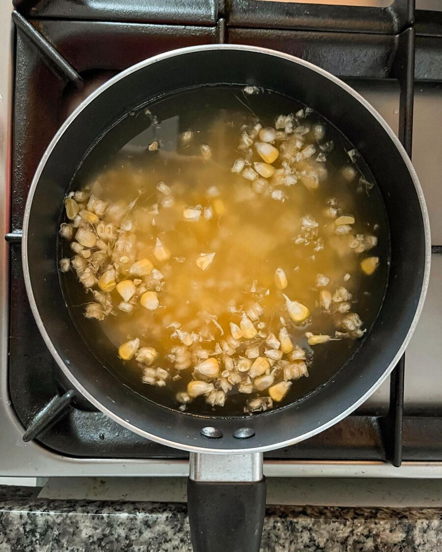 To cook the corn: If you're using fresh corn kernels, cut them off the cob and cook them in a separate pot of boiling water while the tapioca pearls are cooking.