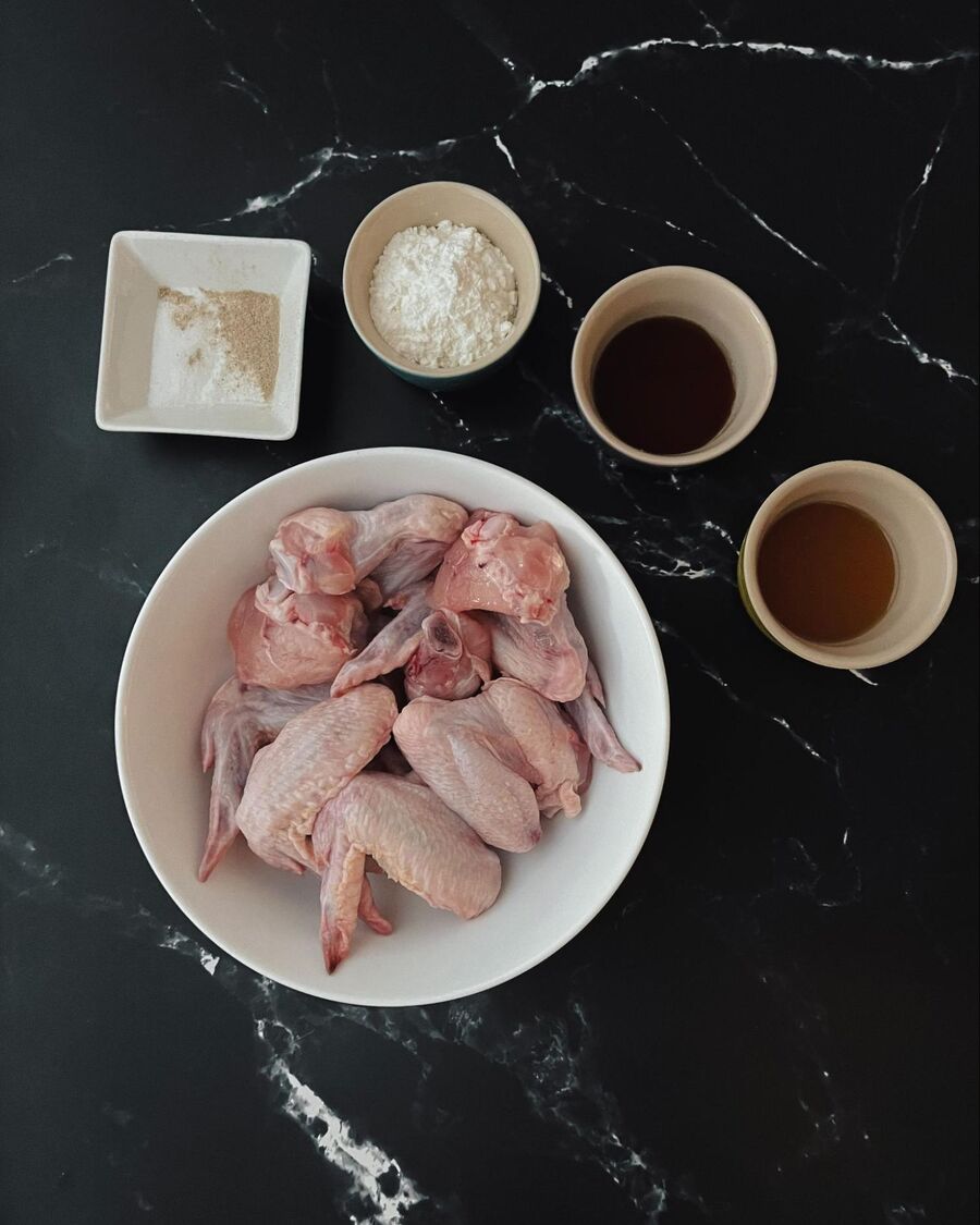 Start by gathering all the essential ingredients for your air fryer chicken wings.