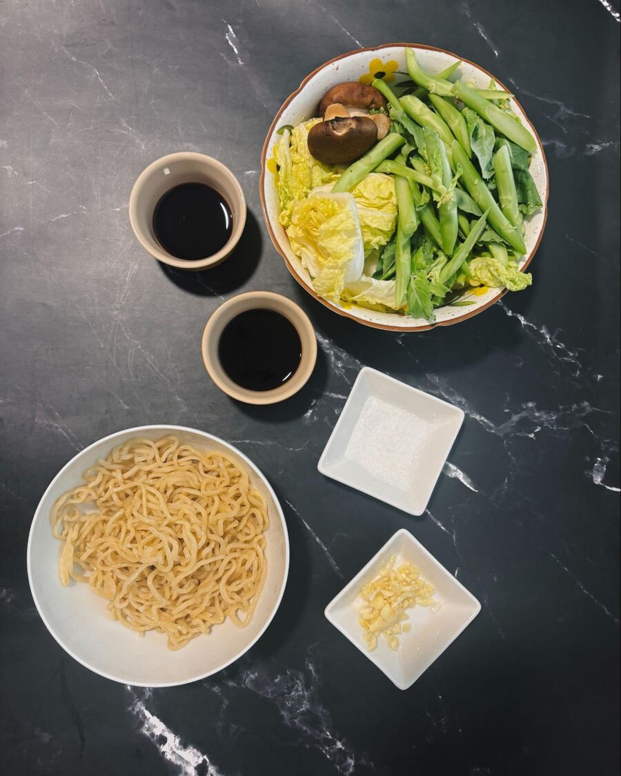 Start by gathering all the essential ingredients you’ll need to make stir-fried vegetable noodles. Start by gathering all the essential ingredients you’ll need to make stir-fried vegetable noodles.