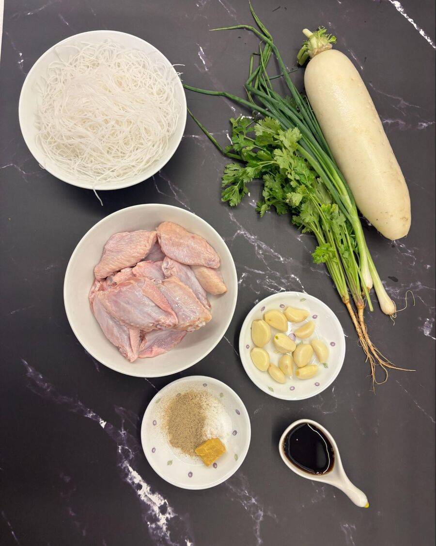 Start by gathering all the essential ingredients you’ll need to make chicken wing soup with glass noodles. Start by gathering all the essential ingredients you’ll need to make chicken wing soup with glass noodles.