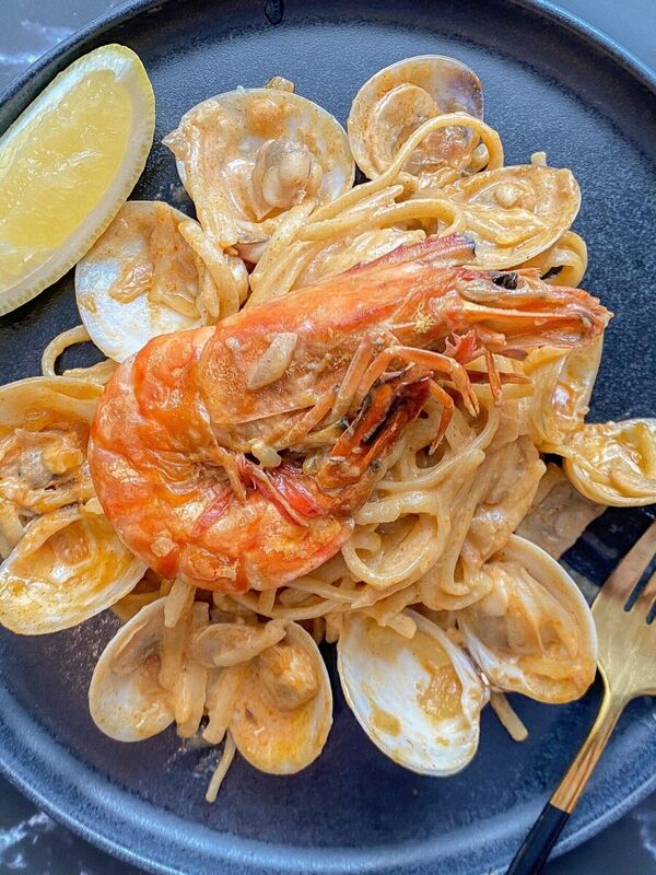 Spicy Thai Tom Yum Seafood Pasta Recipe