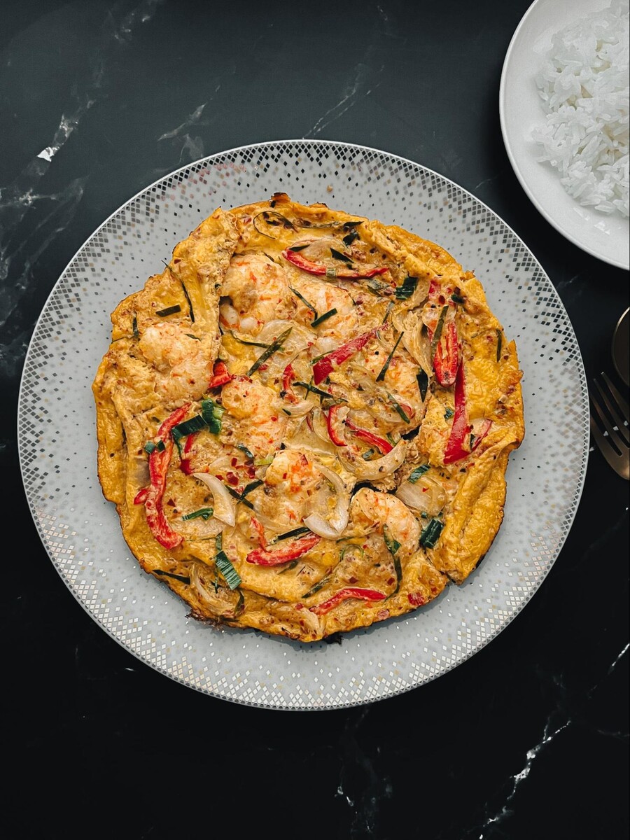 Thai Spicy Shrimp Omelet Pancake Recipe